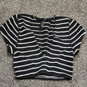 Victoria's Secret Black and White Striped Bikini Top